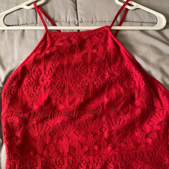 MIDI Red Lace Dress Size M - Picture 4 of 4